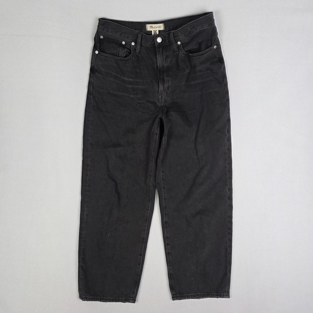 Madewell Balloon Jeans Womens 28 Fits 30x25 Black High Rise Crop Barrel Denim